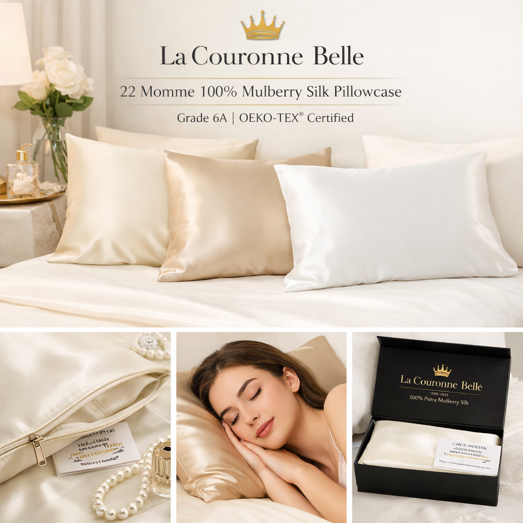 La Couronne Belle 22 Momme 6A Grade Mulberry Silk Pillowcase 51x76cm – 100% Pure