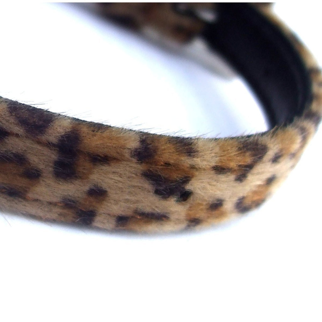 Furry Leopard Print Dog Collar