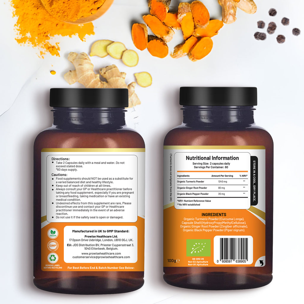 Turmeric Curcumin 1440mg With Black Pepper & Ginger | Made In UK by Prowise