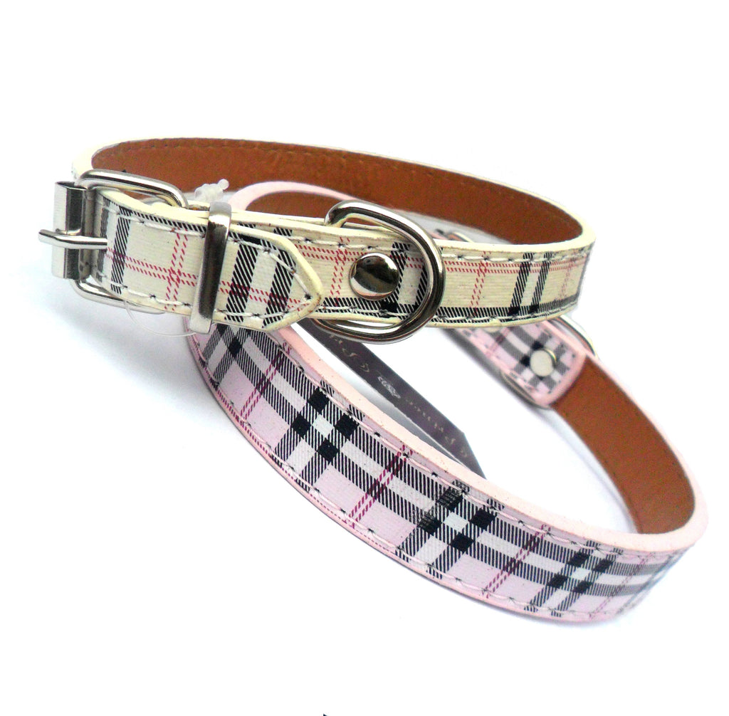 Burberry-style Tartan Dog Collar