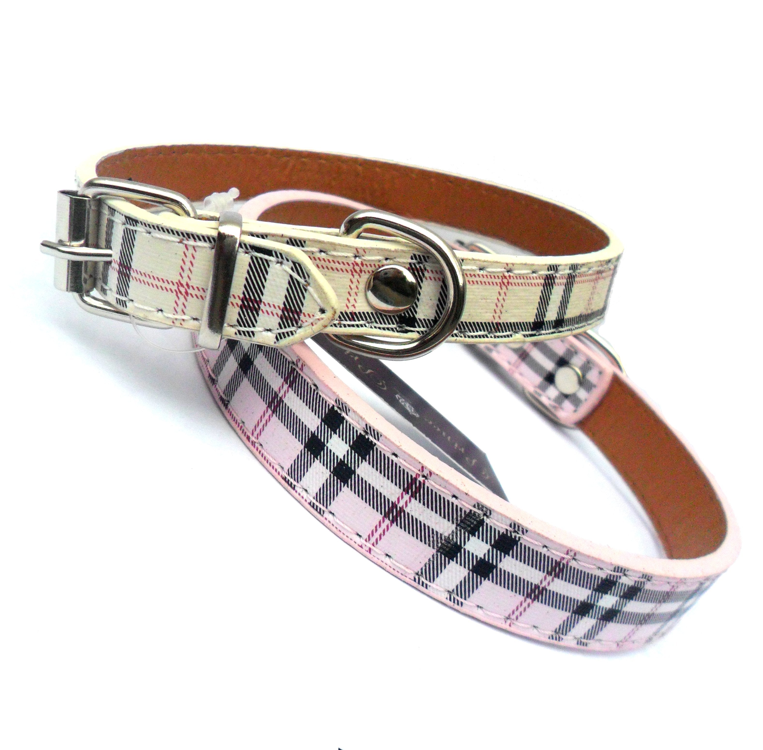 Burberry-style Tartan Dog Collar