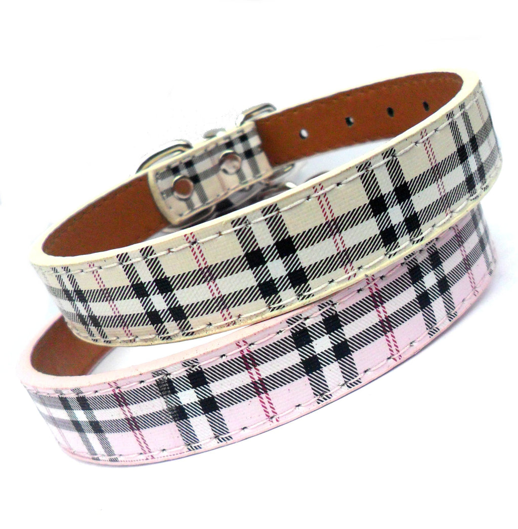 Burberry-style Tartan Dog Collar
