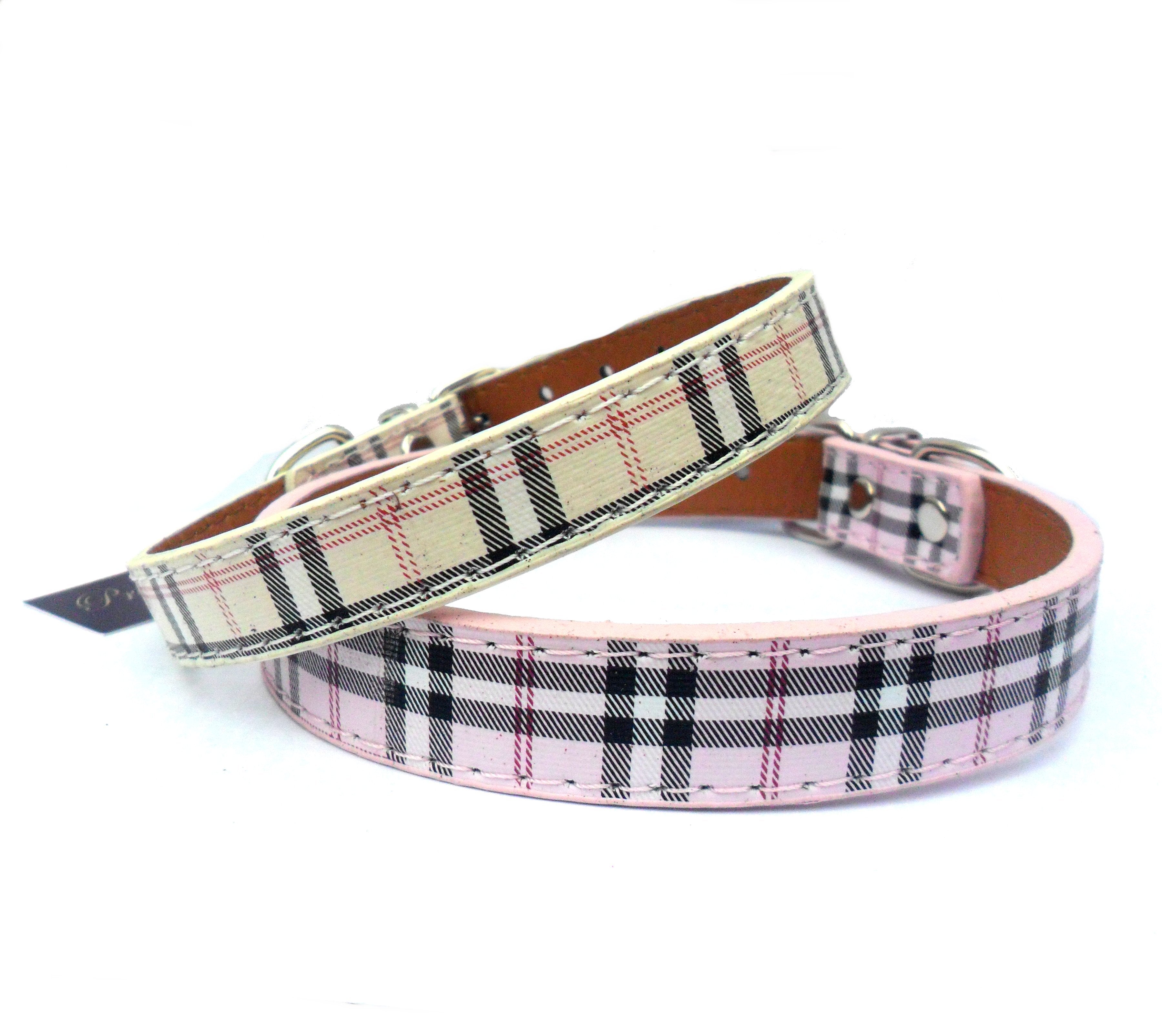 Burberry-style Tartan Dog Collar